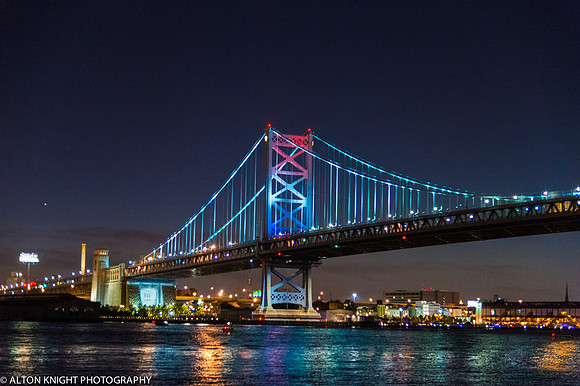 Ben Franklin Bridge on July Fourth